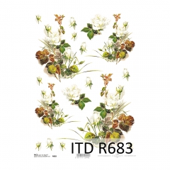 Papier ryżowy do decoupage kwiaty róże A4 ITD R683