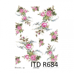 Papier ryżowy do decoupage kwiaty róże A4 ITD R684