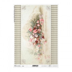 Rice paper for decoupage vintage flowers A4 ITD R715