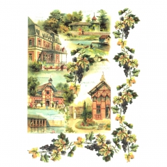 Rice paper for decoupage vintage buildings A4 ITD R320