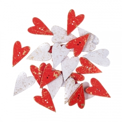 DP Craft mix of wooden buttons with hearts 2 x 3,2 cm 24 pcs red and white gold-plated
