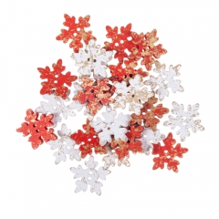 DP Craft wooden snowflake buttons 2.5cm 24 pcs red and white gilded
