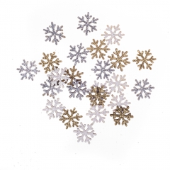 DP Craft kształty z drewna śnieżynki brokatowe dwustronne 1,6 cm 24 szt złoty srebrny i biały