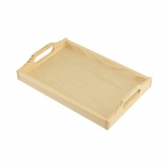 Wooden rectangular tray small raw