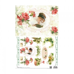 Calambour digital papier ryżowy kobieta kwiaty DGR 214 32x45cm
