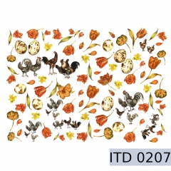 Decoupage paper roosters and flowers 996-0207 / A3