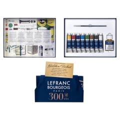 Lefranc & Bourgeois set of oil paints 8x40 ml + 75 ml medium + brush