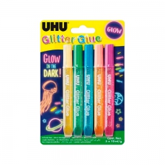 UHU glitter glue glow in the dark 5x10ml
