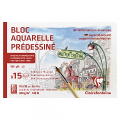Clairefontaine block watercolor paris with a ready sketch 10x15cm 300g 15 sheets
