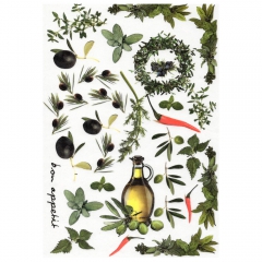 Rice decoupage paper herbs olives A4 ITD R030