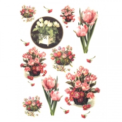 Papier ryżowy do decoupage kwiaty tulipany A4 ITD R393