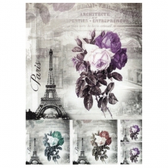 Rice decoupage paper eiffel tower roses A4 ITD R740