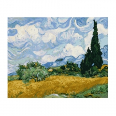 Brushme painting by numbers 40x50cm green wheat field with cypress