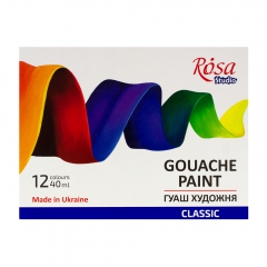 Rosa Studio classic gouache set 12x40ml, cardboard packaging