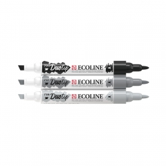 Talens ecoline duo tip black & gray set of 3 pens