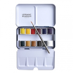 Lefranc&Bourgeois set of 12 half-tufted watercolors in metal case