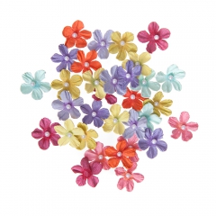 DpCraft kwiaty papierowe tęczowe z perełką 2cm 32szt
