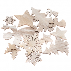 DpCraft świąteczne motywy drewniane bielone 12szt