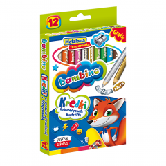 Bambino grube kredki ołówkowe z temperówką 12 kolorów