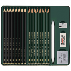 Faber Castell pitt graphite matt & castell 9000 pencil set with accessories