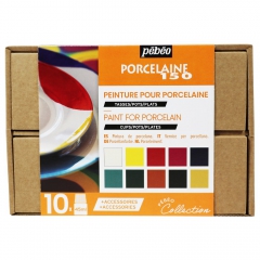 Pebeo porcelaine 150 set of 10 paints 45 ml with accessories