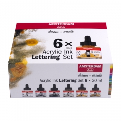 Talens lettering set of acrylic inks 6x30ml