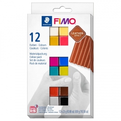 Fimo leather effect zestaw 12 kostek modeliny 25g