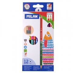 Milan bicolor zestaw dwustronnych kredek 12szt 24kolory