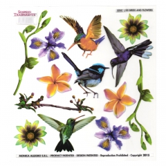 Sospeso Trasparente folia z nadrukiem ptaki i kwiaty
