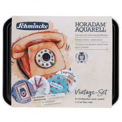 Schmincke horadam vintage watercolour set of 10 halves with stickers