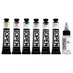 Golden open intro set of slow-drying acrylic paints 6x22ml and thinner 30ml