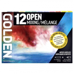 Golden open mixing set of 12 free-drying acrylic paints 22 ml