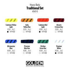 Golden heavy body traditional zestaw 8 farb akrylowych 22 ml i 59 ml