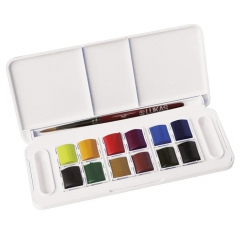 Lukas studio travel box set of 12 watercolors in halves with brush