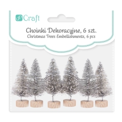 Dp craft 6 Silber dekorative Weihnachtsbäume 5 cm