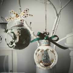 Dp craft 6 silver decorative Christmas trees 5 cm