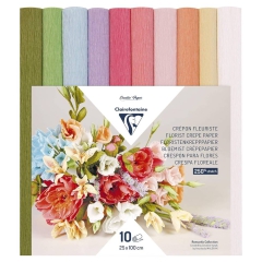 Clairefontaine crepe paper florist pastel colors 25x100cm 10 pieces