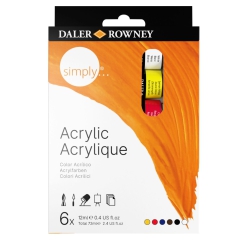 Daler Rowney simply set of 6 acrylic paints 12 ml