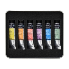 Sennelier laquarelle set of iridescent watercolors in a tube, 6 pcs, in a metal case