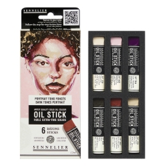 Sennelier oil stick dark tones portrait zestaw 6 farb olejnych w sztyfcie