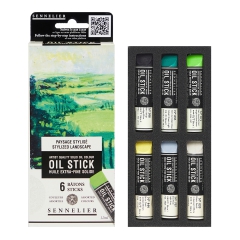 Sennelier oil stick stylized landscape set of 6 oil paints in sticks