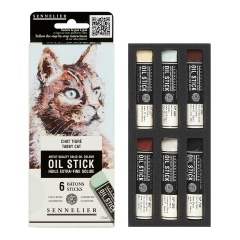 Sennelier oil stick tabby cat zestaw 6 farb olejnych w sztyfcie