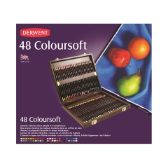 Derwent coloursoft set of crayons 48 colors wooden cassette