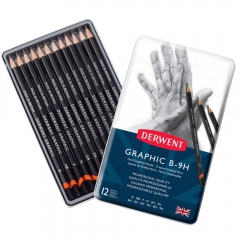 Derwent graphic hard pencils for sketching 12 hardness B-9H