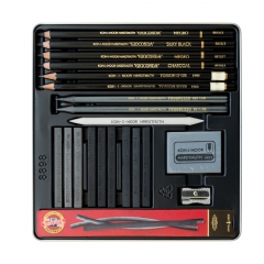 Koh-i-noor gioconda 8898 zestaw węgli i grafitów z akcesoriami w metalowej kasecie