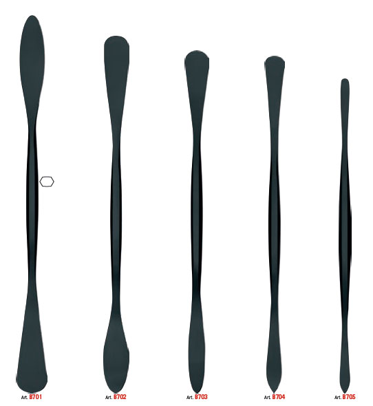 Steel conservation spatulas, black