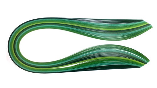 Quilling strips, shades of green 3, 5, 10 mm
