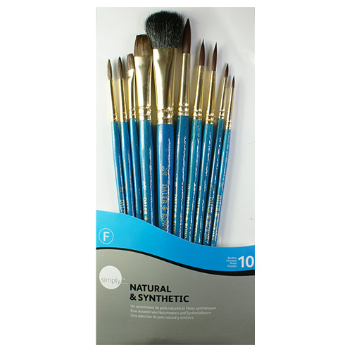 Set of 10 natural and synthetic brushes Simply Daler Rowney
