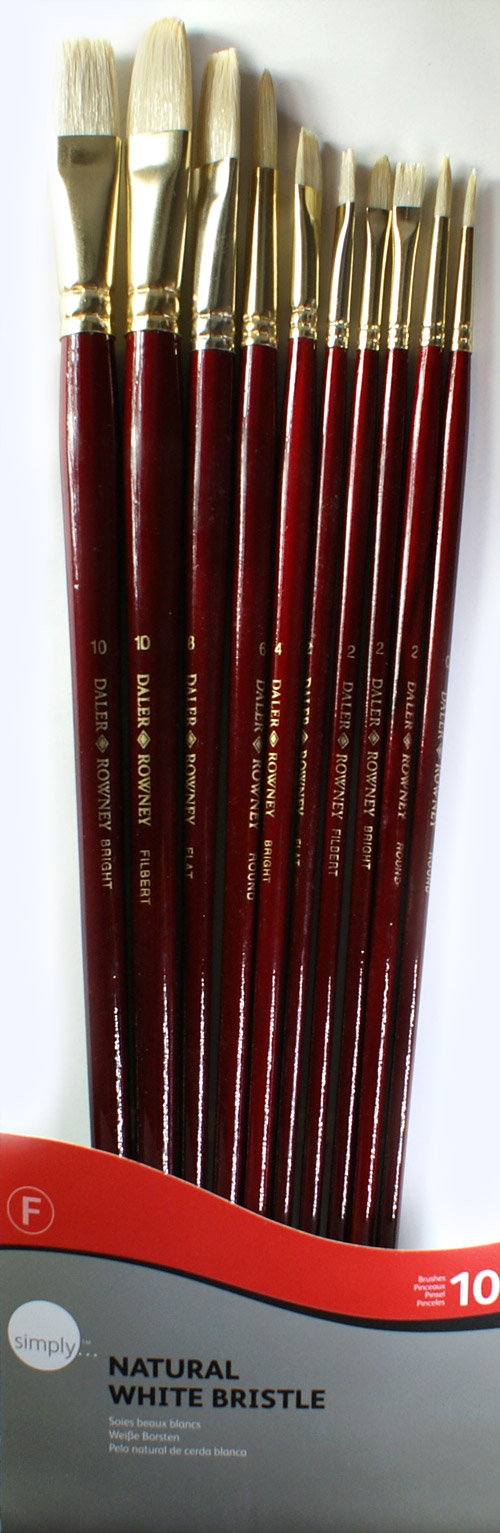 Daler Rowney set of 10 bristle brushes Simply