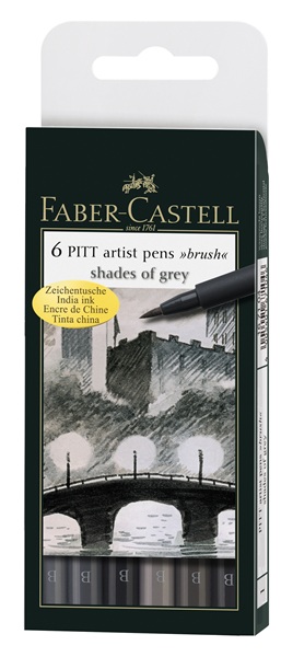 Faber-Castell pitt shades of grey zestaw 6 pisaków